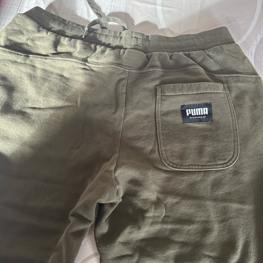 Puma Khaki Joggers with Logo Pocket